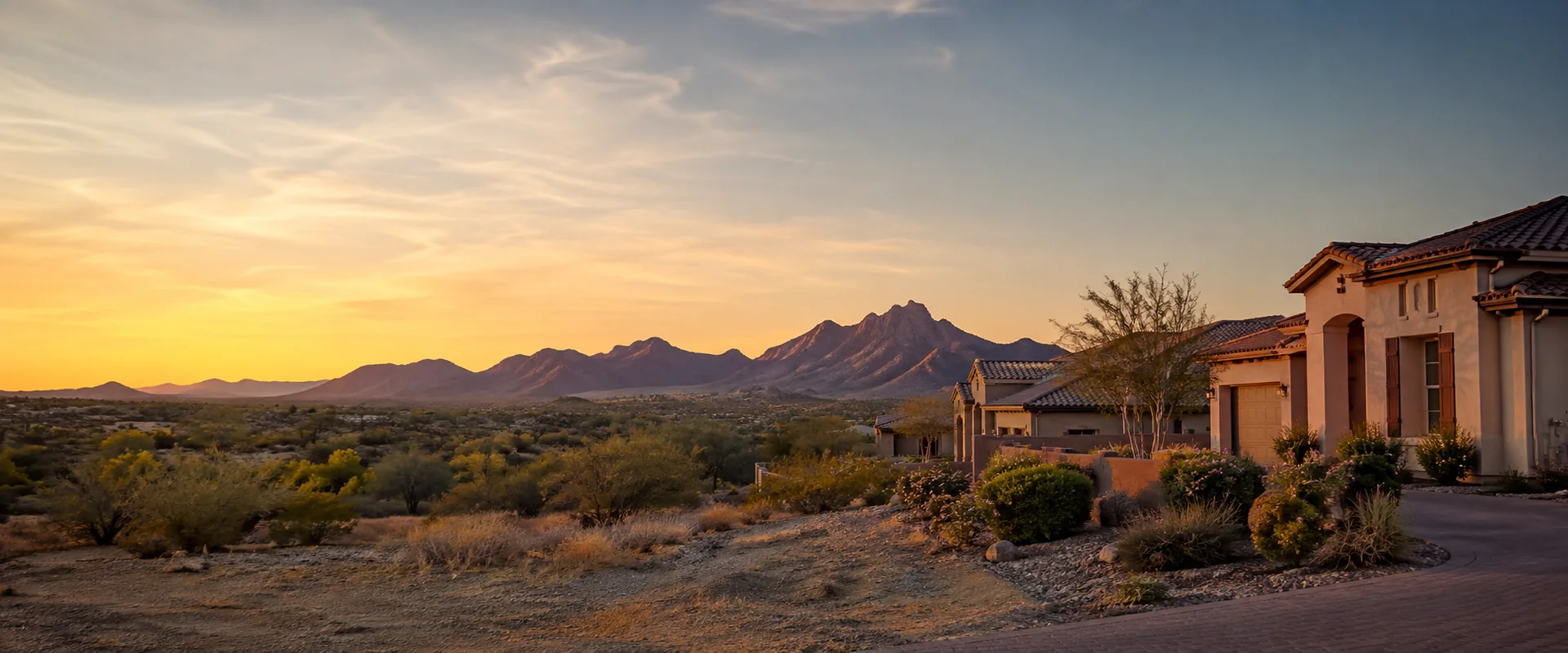 AI-generated illustration inspired by San Tan Valley, Arizona's residential landscape