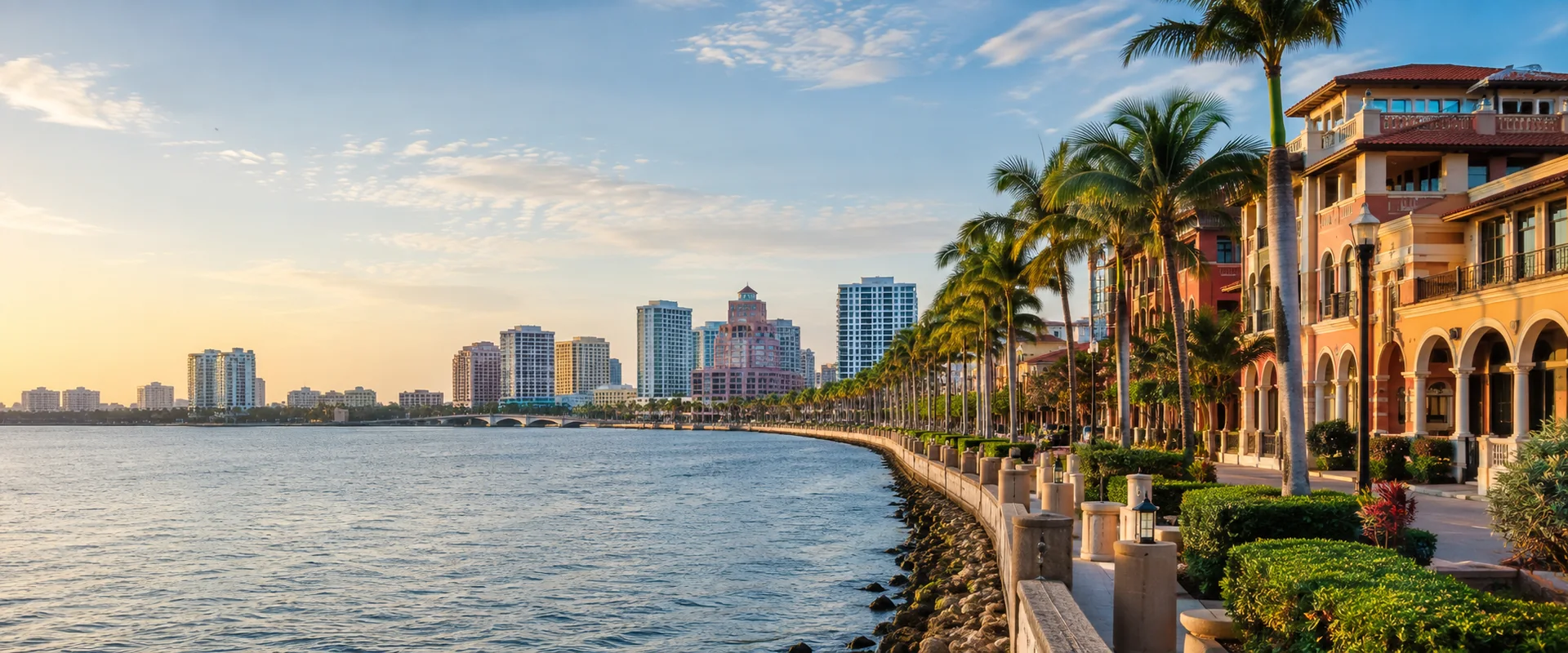 AI-generated illustration inspired by West Palm Beach, Florida's local architecture and landscape